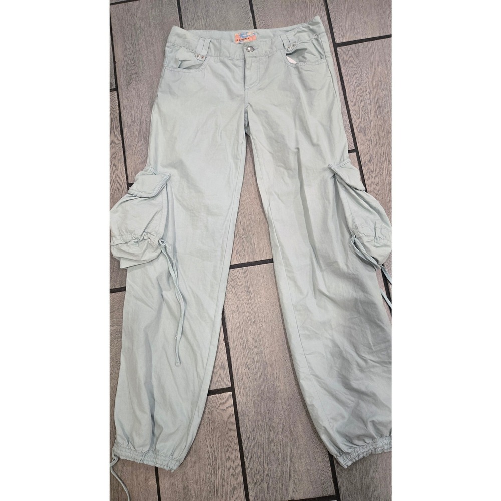 O Casuals Sage Green Cargo Pants Y2K Utility Drawstring Joggers Size M IT5075